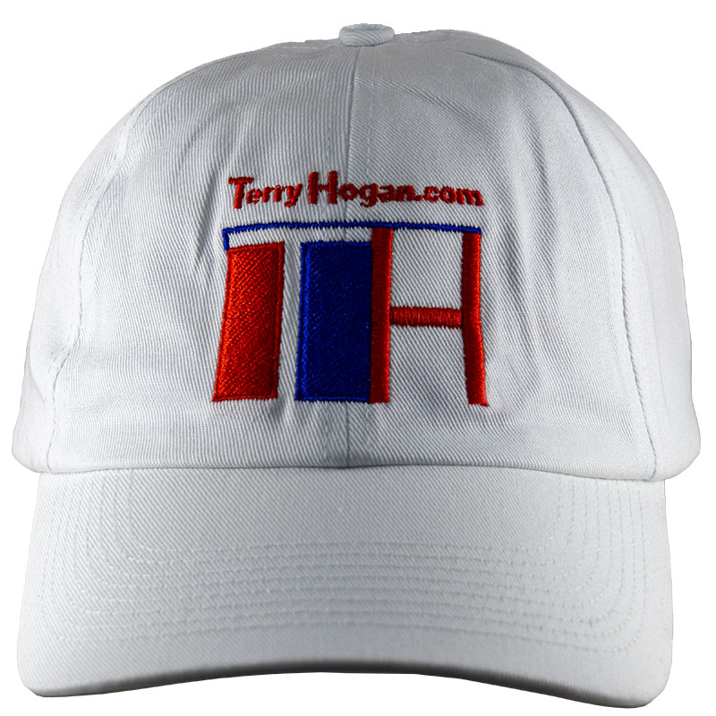 Real American Patriot Edition Baseball Cap with classic red, white, and blue embroidered terryhogan.com logo. Stylishly good looking!