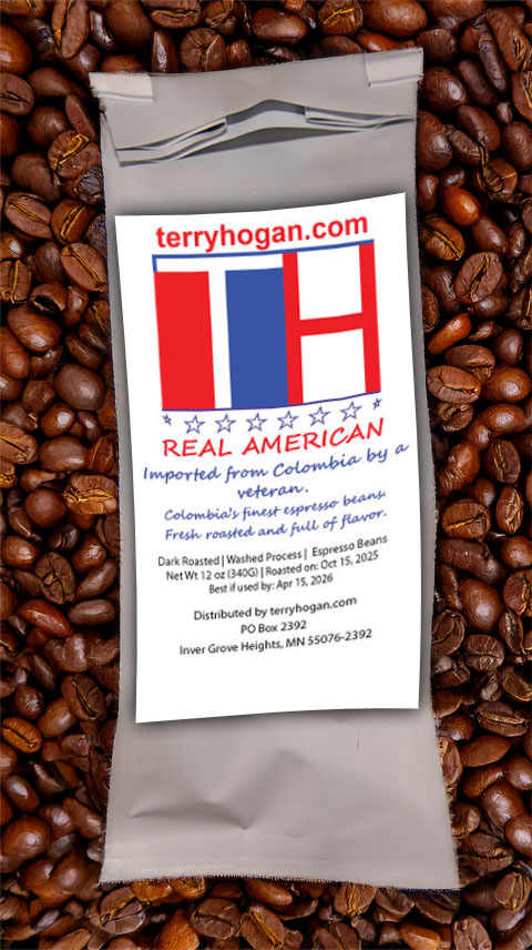 12 oz bag of dark roasted whole-bean espresso coffee beans, imported from Colombia.